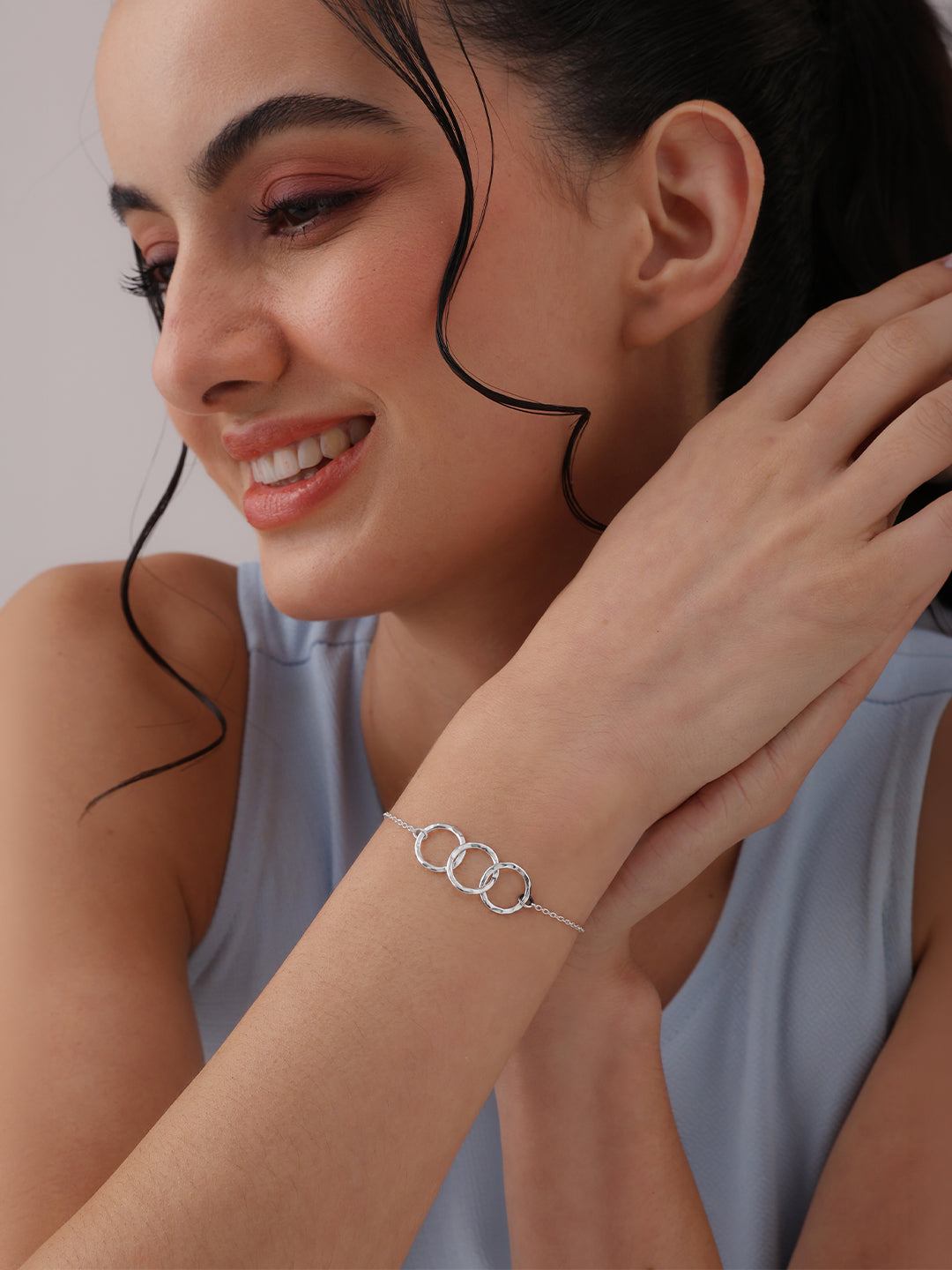 Martella Three Circle Hammered Women's Bracelet