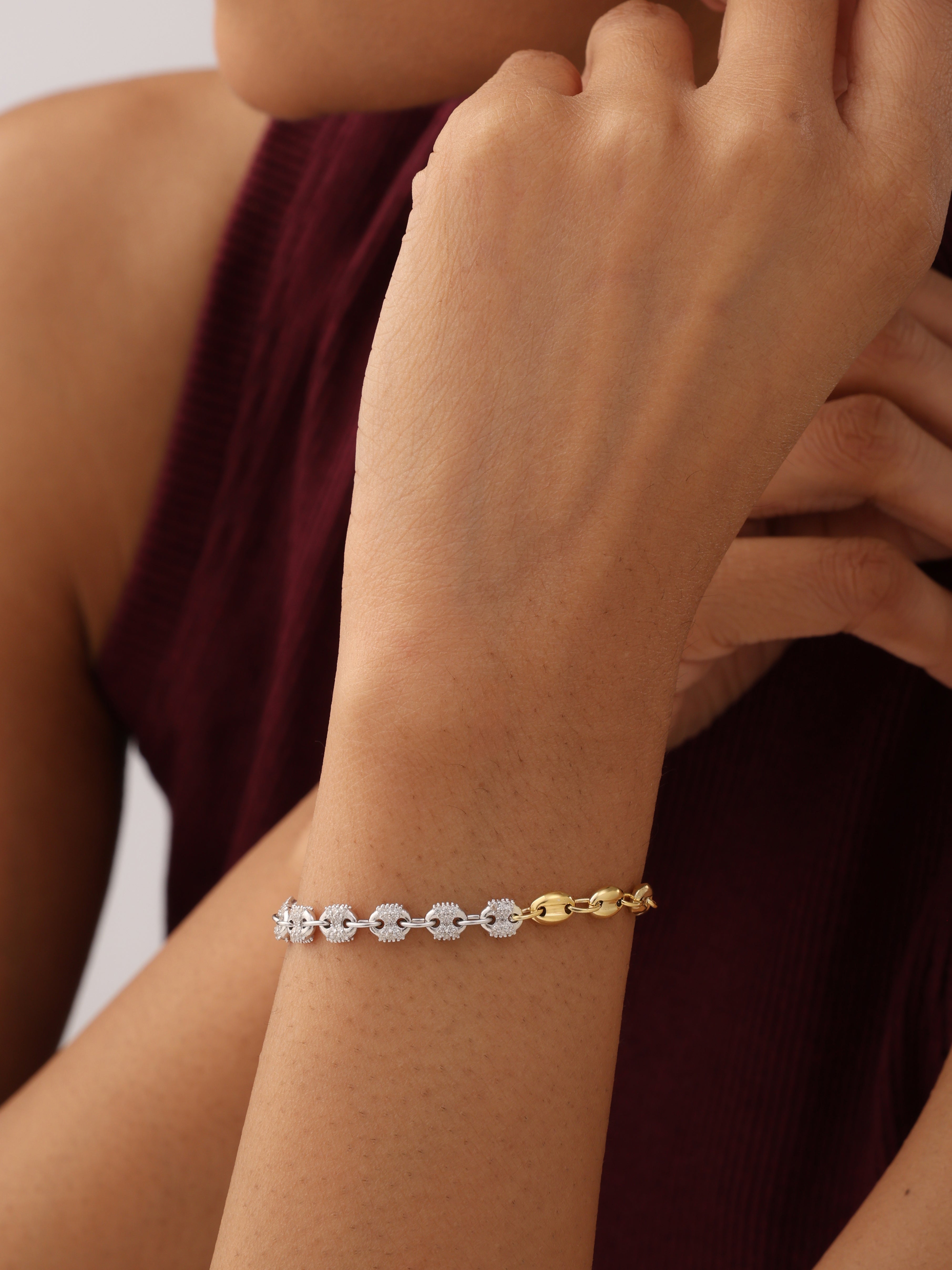 Dual Tone Statement Bracelet