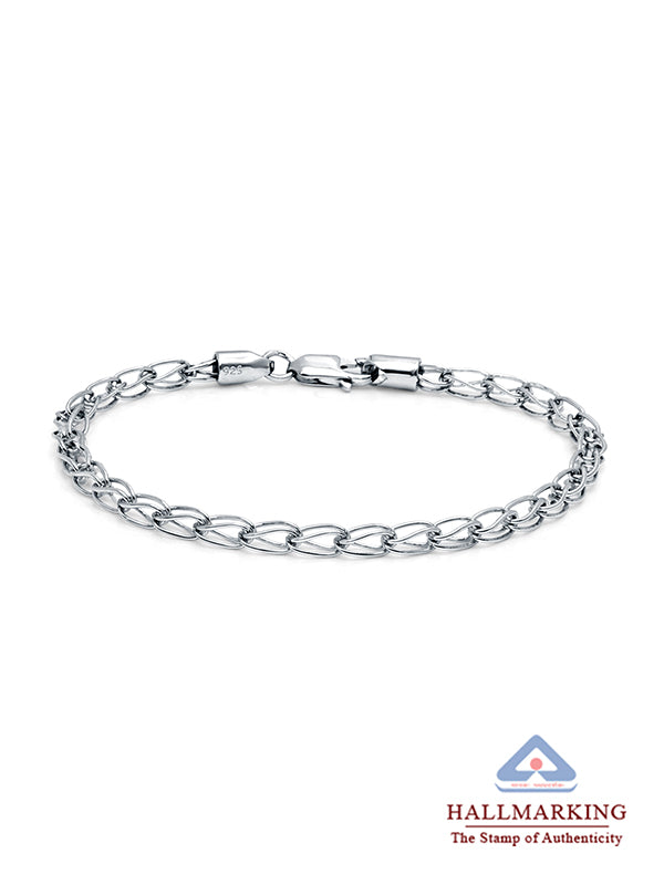 Rhodium Plated Curb Link Chain Bracelet for Men