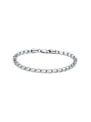 Rhodium Plated Curb Link Chain Bracelet for Men
