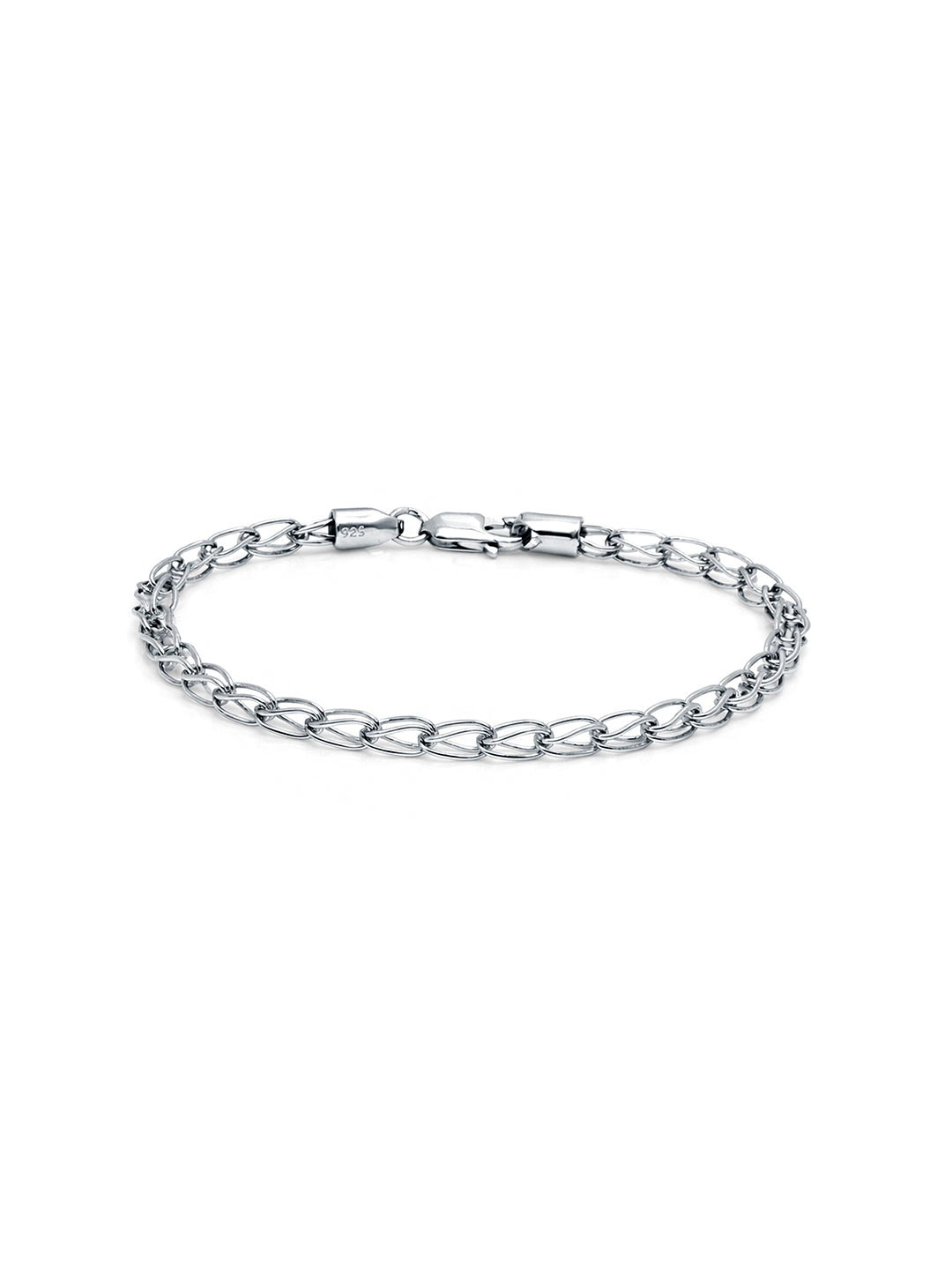 Rhodium Plated Curb Link Chain Bracelet for Men - Gift For Brother