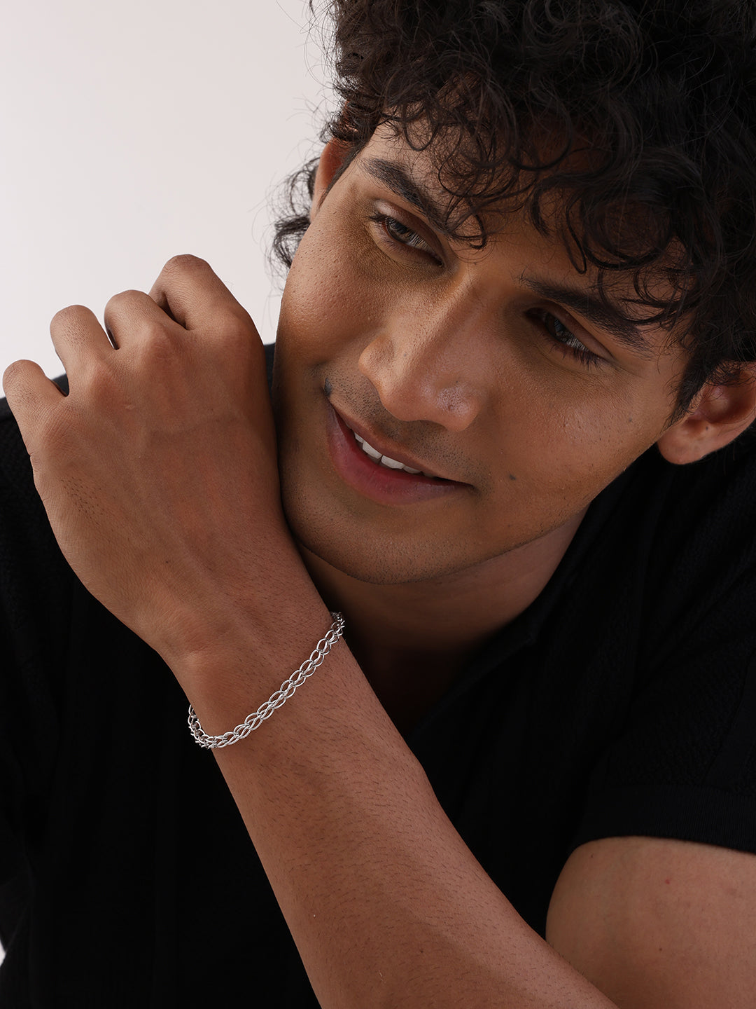 Rhodium Plated Curb Link Chain Bracelet for Men - Gift For Brother