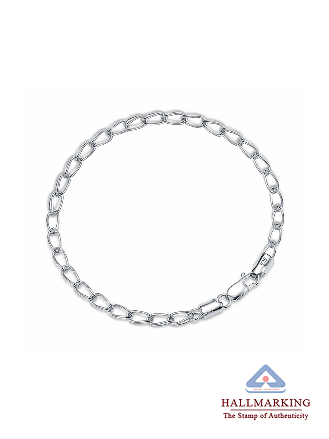 Rhodium Plated Curb Link Chain Bracelet for Men - Gift For Brother