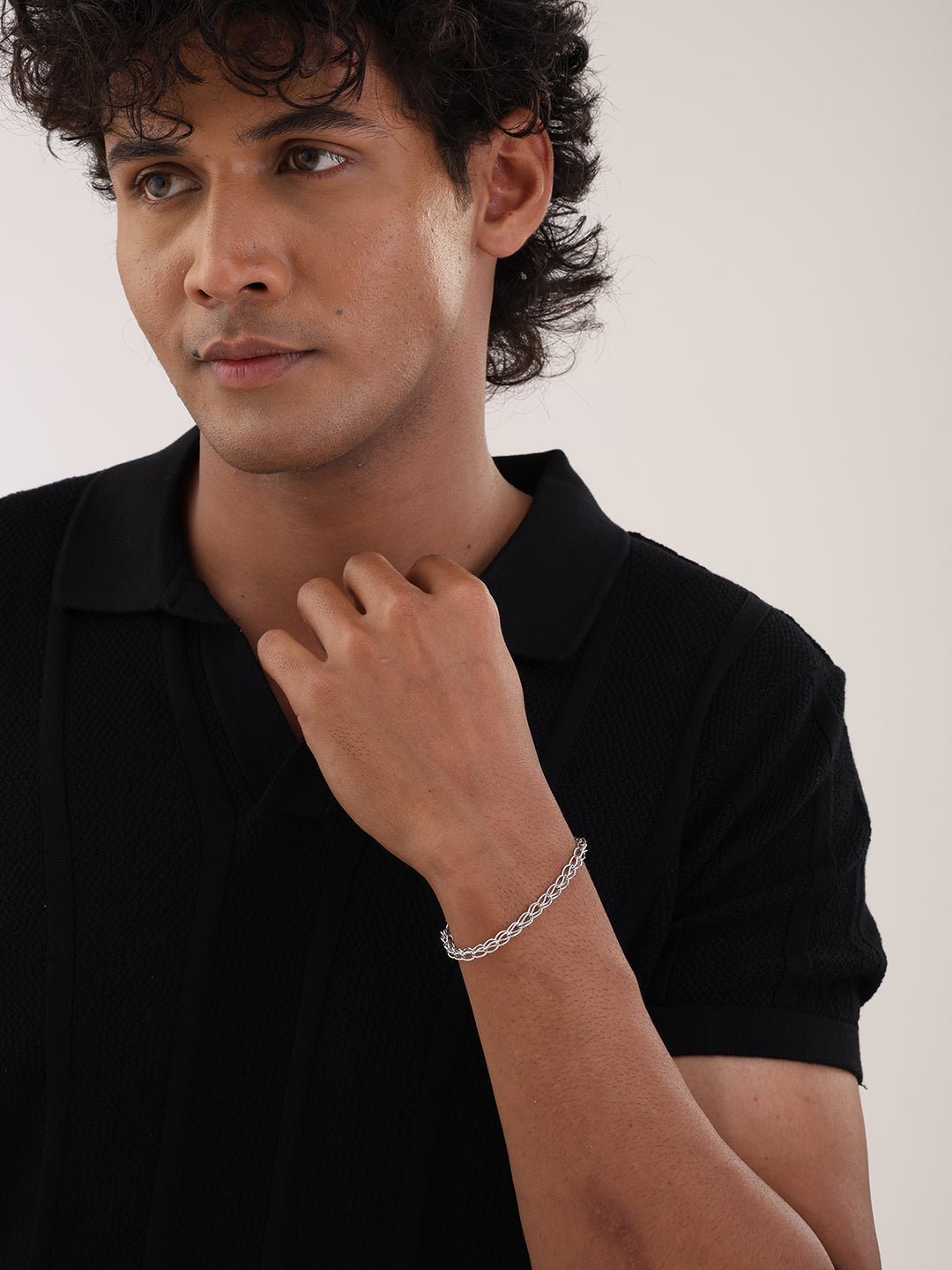 Rhodium Plated Curb Link Chain Bracelet for Men - Gift For Brother