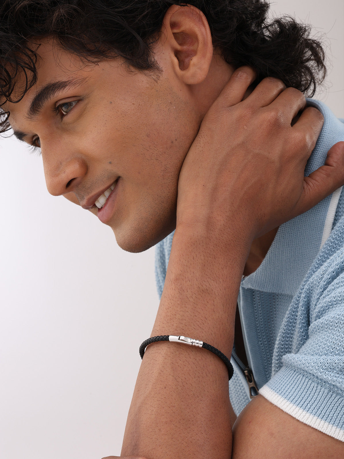 Silver Leather Wrap Bracelet