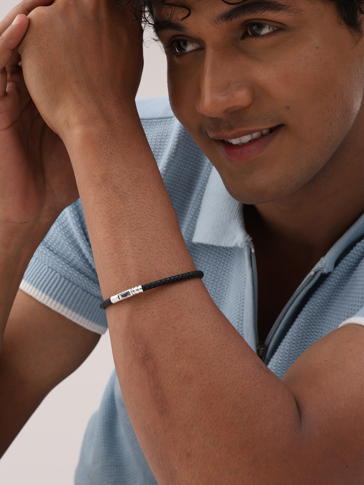 Silver Leather Wrap Bracelet