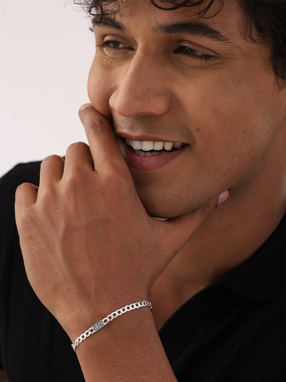Textured Link Chain Bracelet for Men