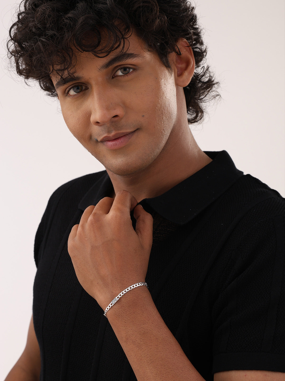 Textured Link Chain Bracelet for Men