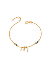 Gold-Plated Triple Ring Charm Mangalsutra Bracelet