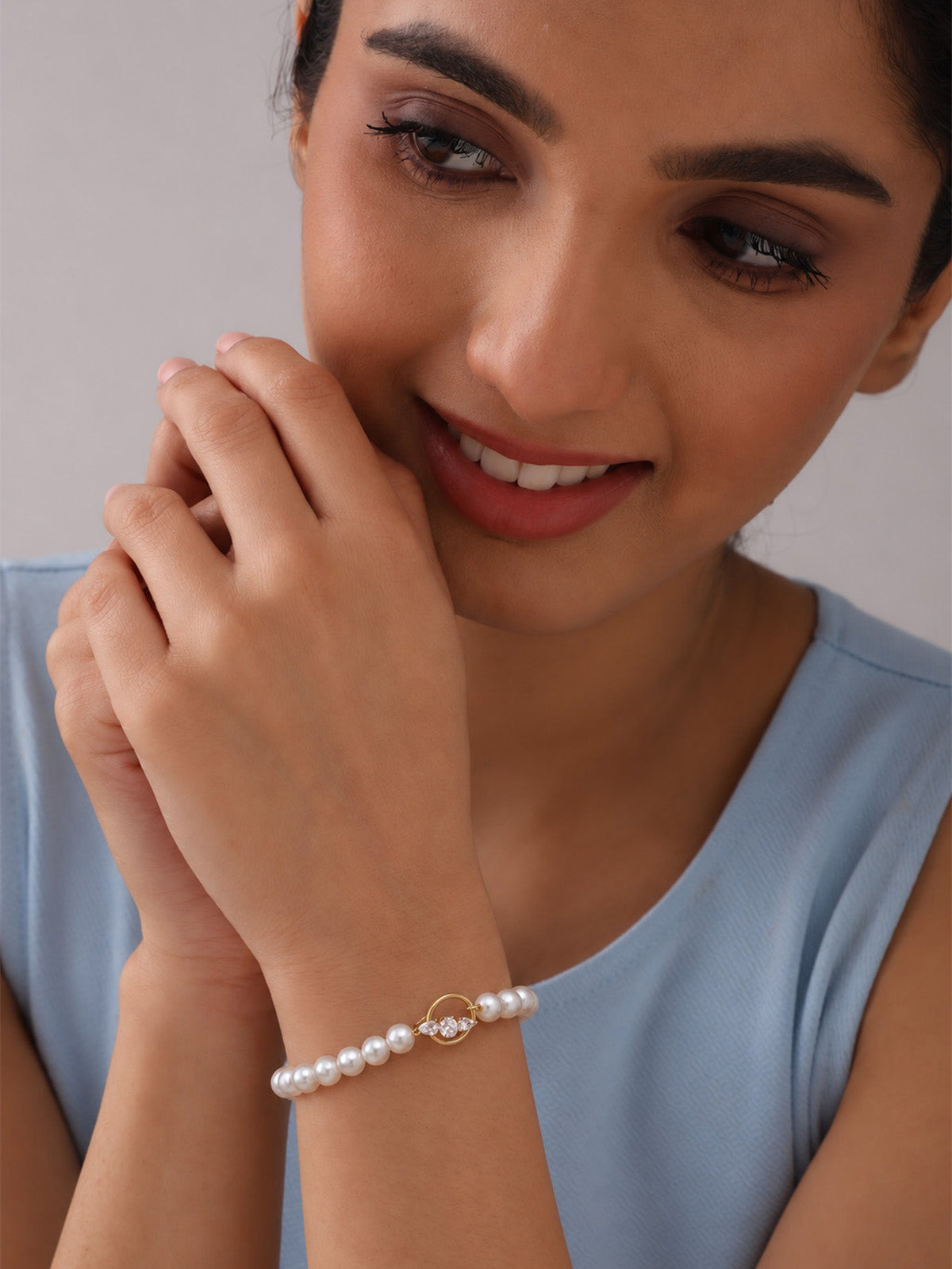 Pearl & CZ Clasp Bracelet