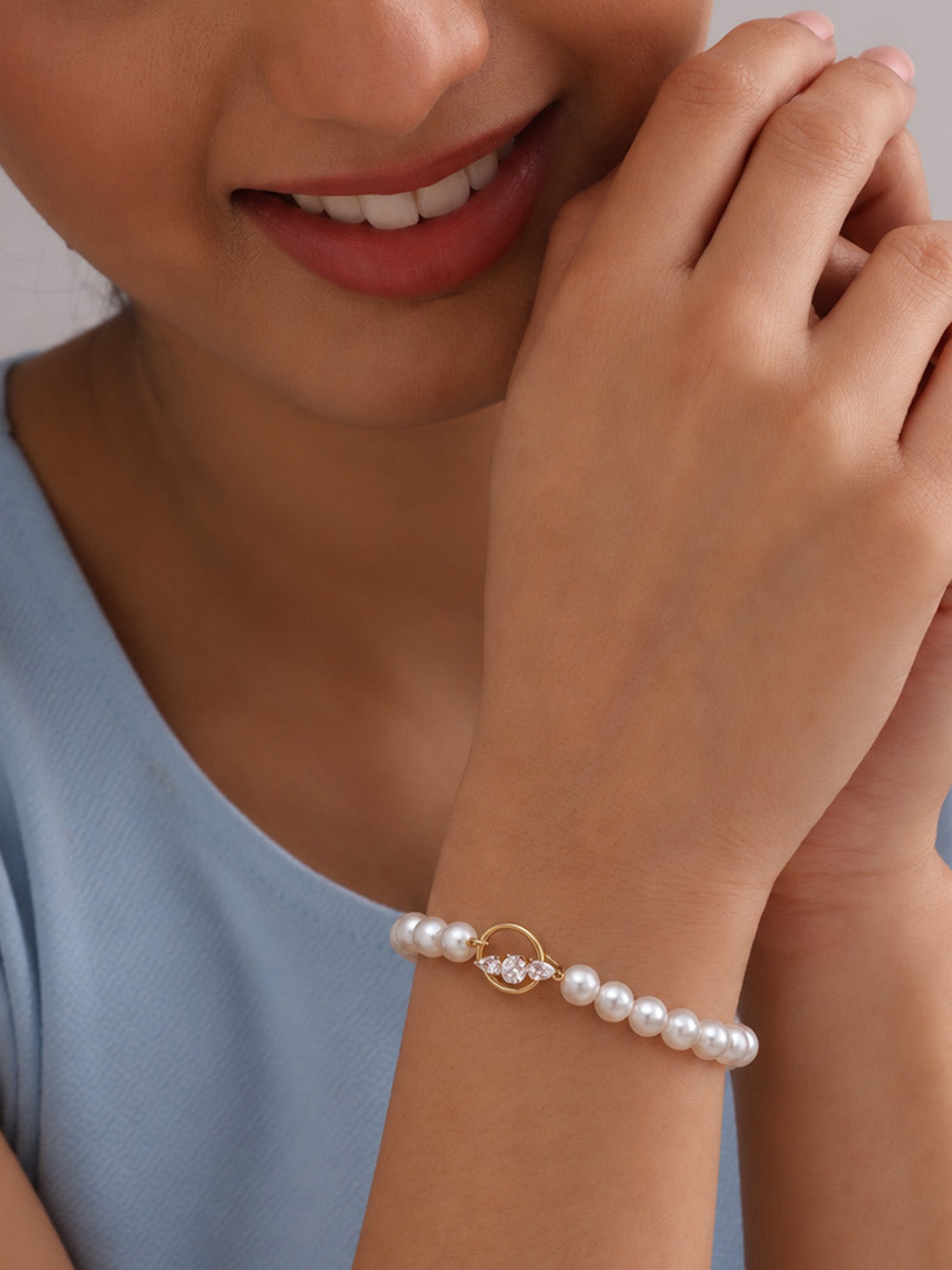 Pearl & CZ Clasp Bracelet