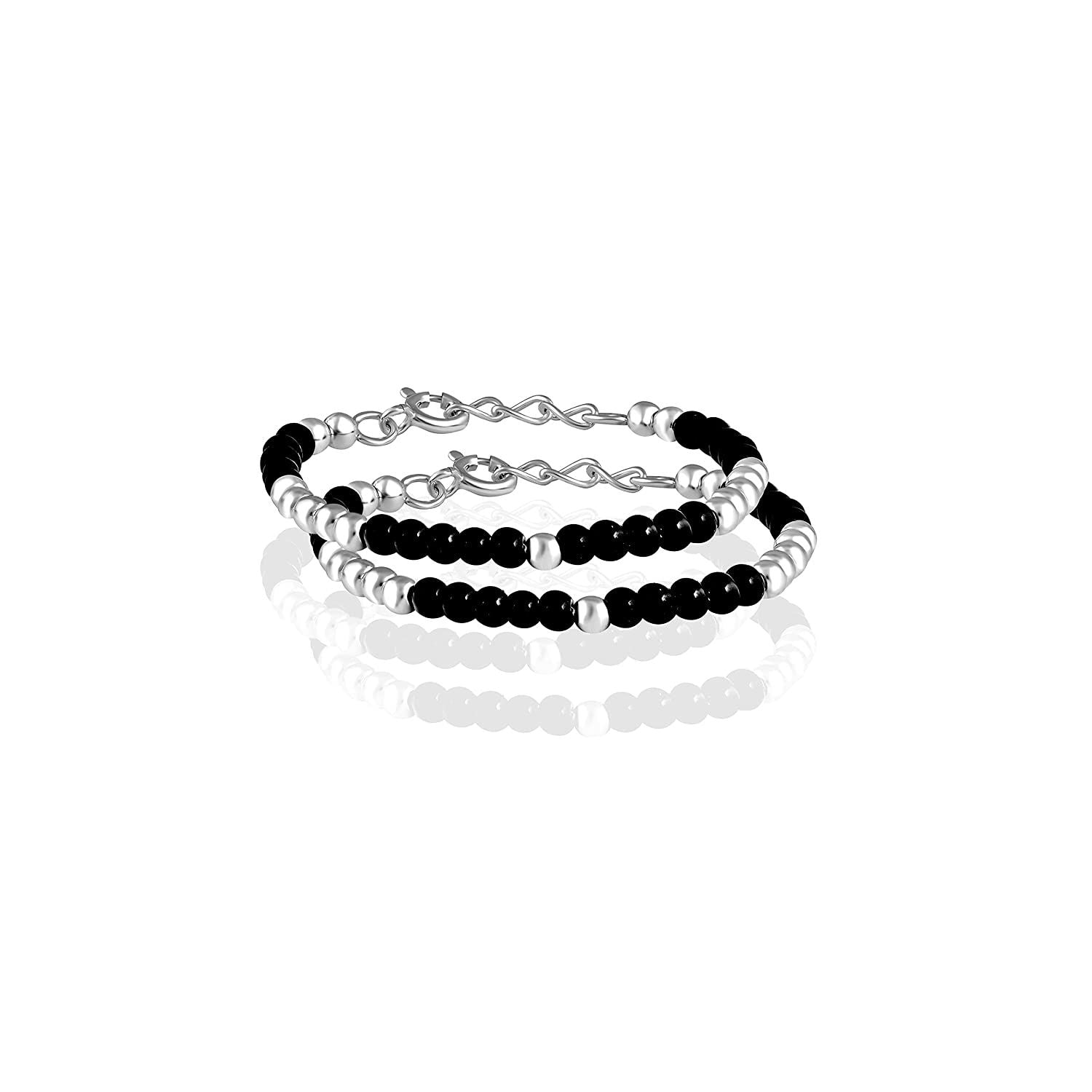 Buy Twist of Style Silver Toned Black Onyx Bracelet Online in India | Zariin