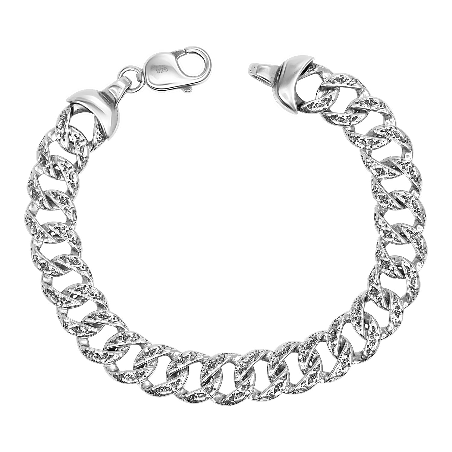 925 Sterling Silver Designer Curb Chain Oxidized Bracelet for Men's 8.5 Inches