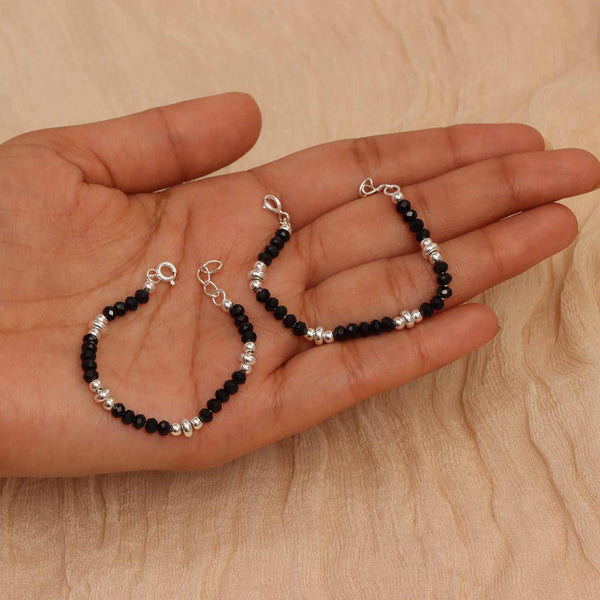 925 Sterling Silver Black Beads Nazariya Bracelet for Kids