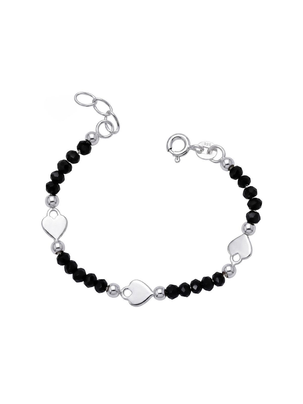 Protective Black Onyx Beads Heart Charm Nazariya Kids Bracelet 1PC