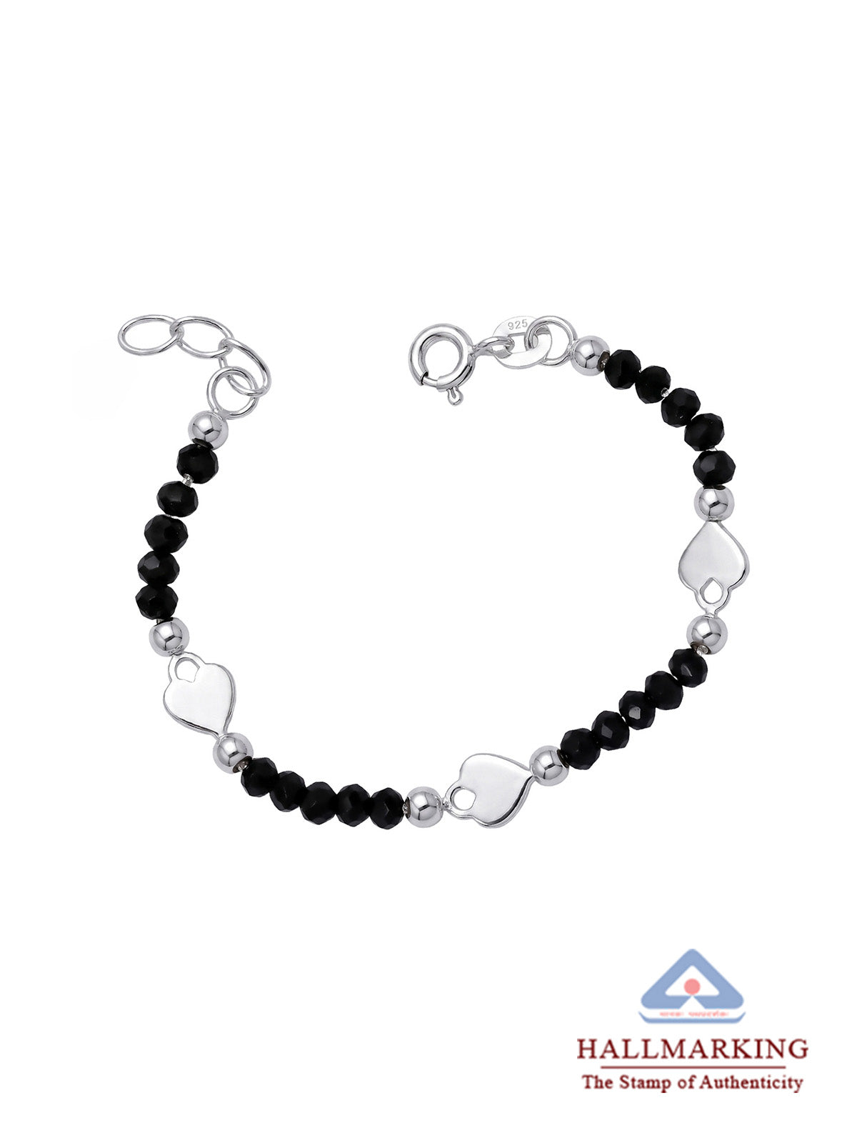 Protective Black Onyx Beads Heart Charm Nazariya Kids Bracelet 1PC