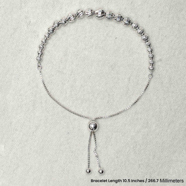 925 Sterling Silver Designer Diamond Cut Ball Slider Bracelet for Women and Girls