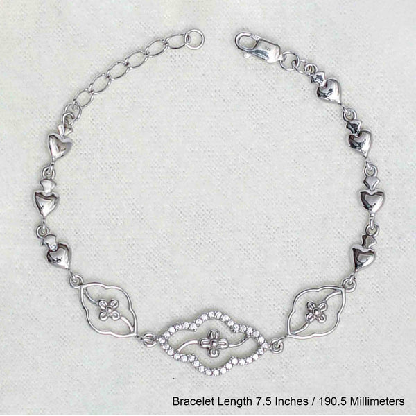 925 Sterling Silver Designer Cz Floral Tennis Bracelet for Women and Girls