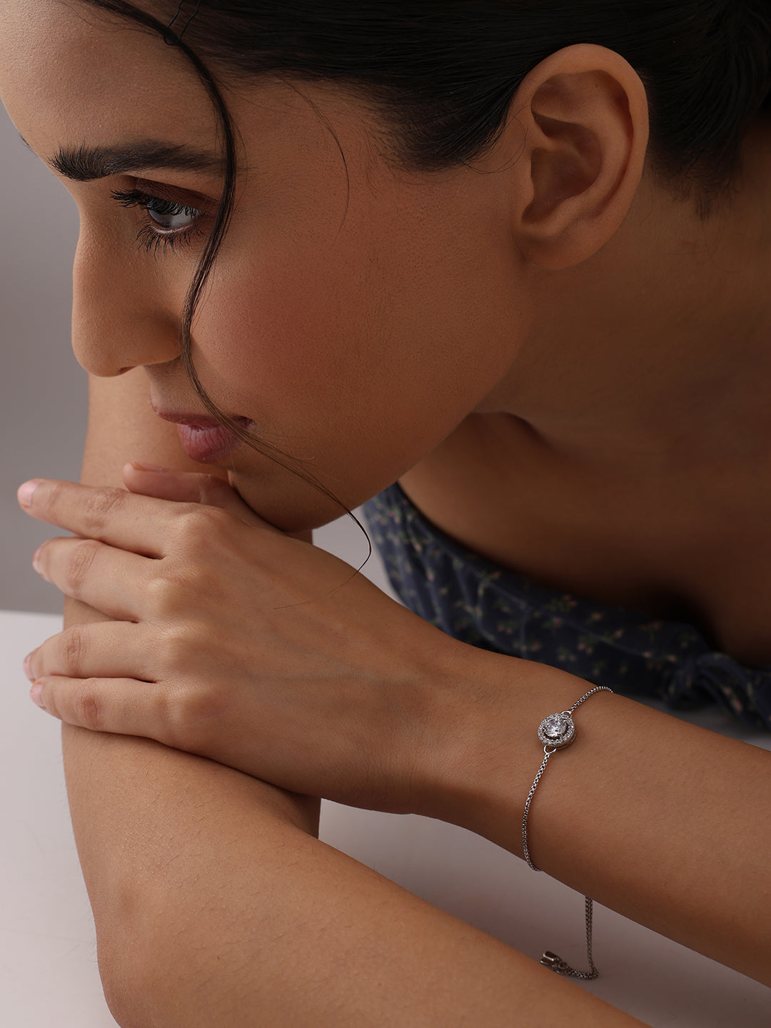 Celestine Rhodium CZ Bolo Bracelet - Gifts For Sister
