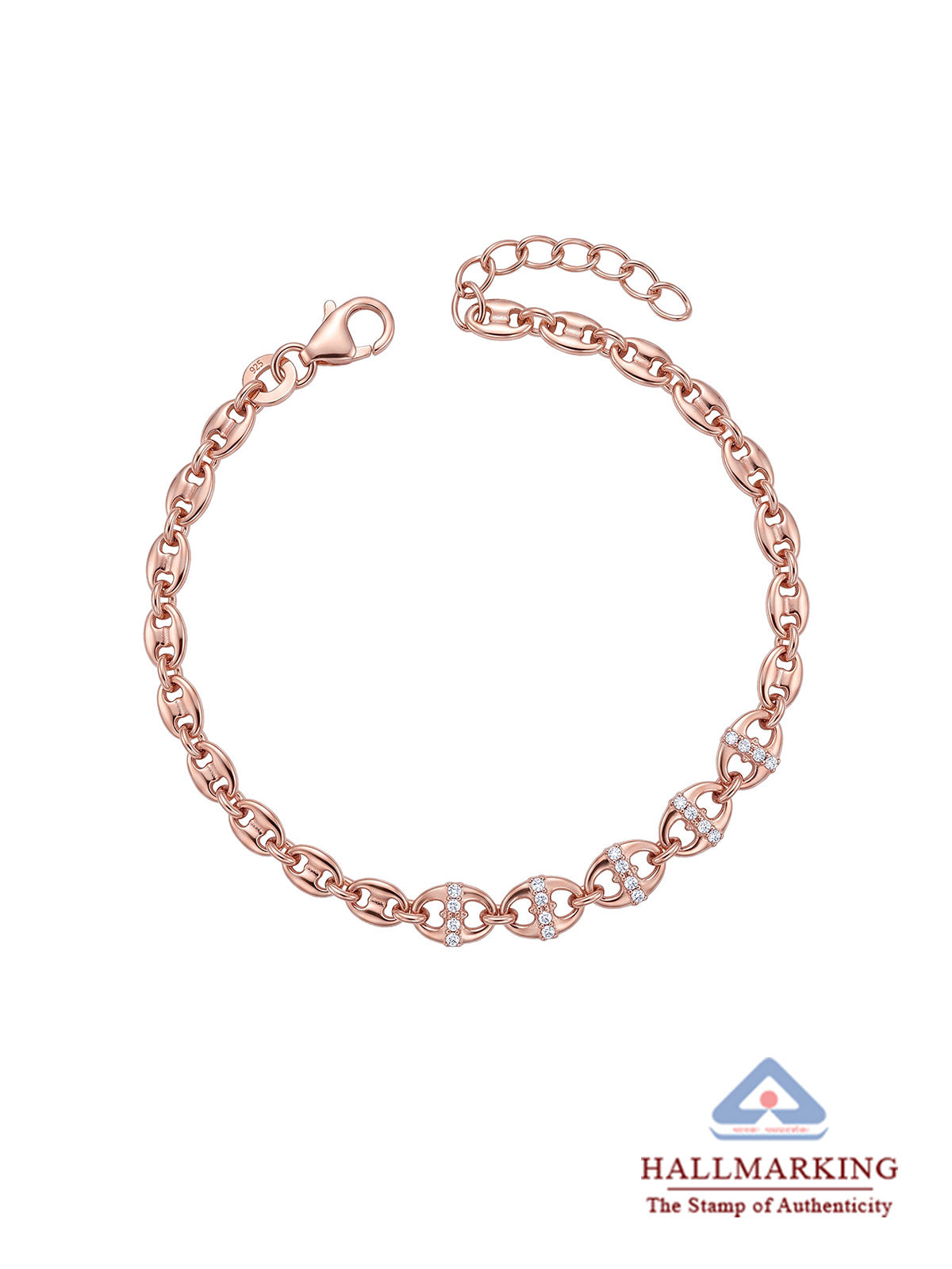 Rose Gold Heart Charm Bracelet