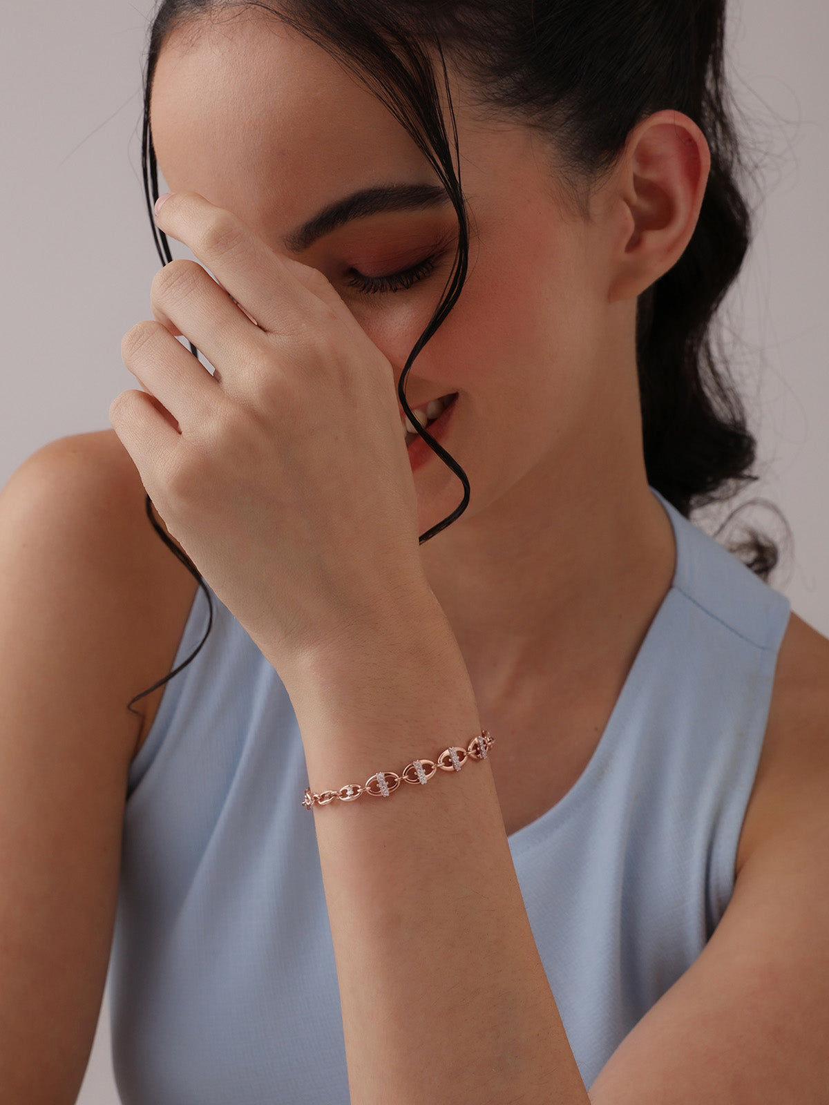 Rose Gold Heart Charm Bracelet