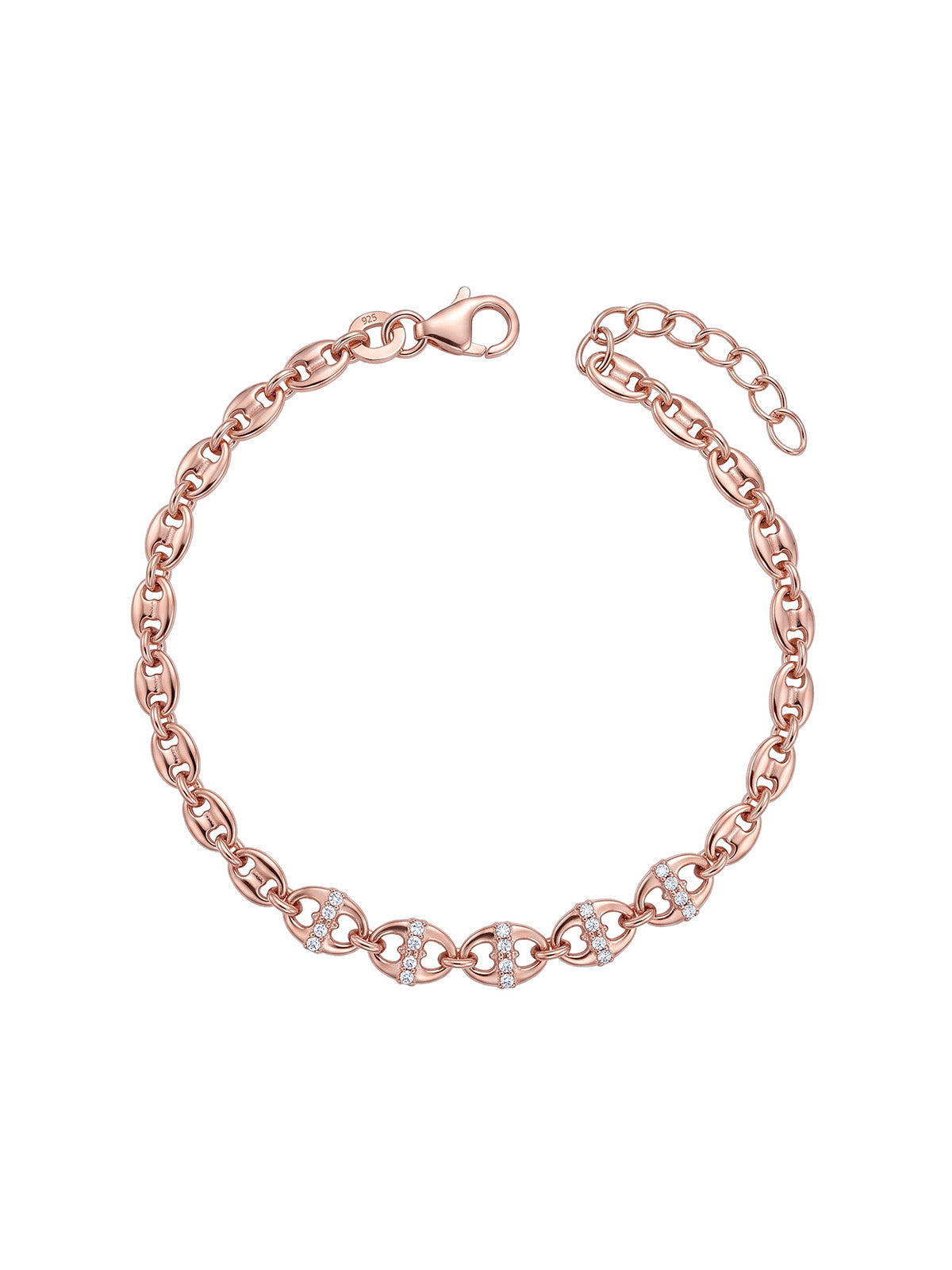 Rose Gold Heart Charm Bracelet