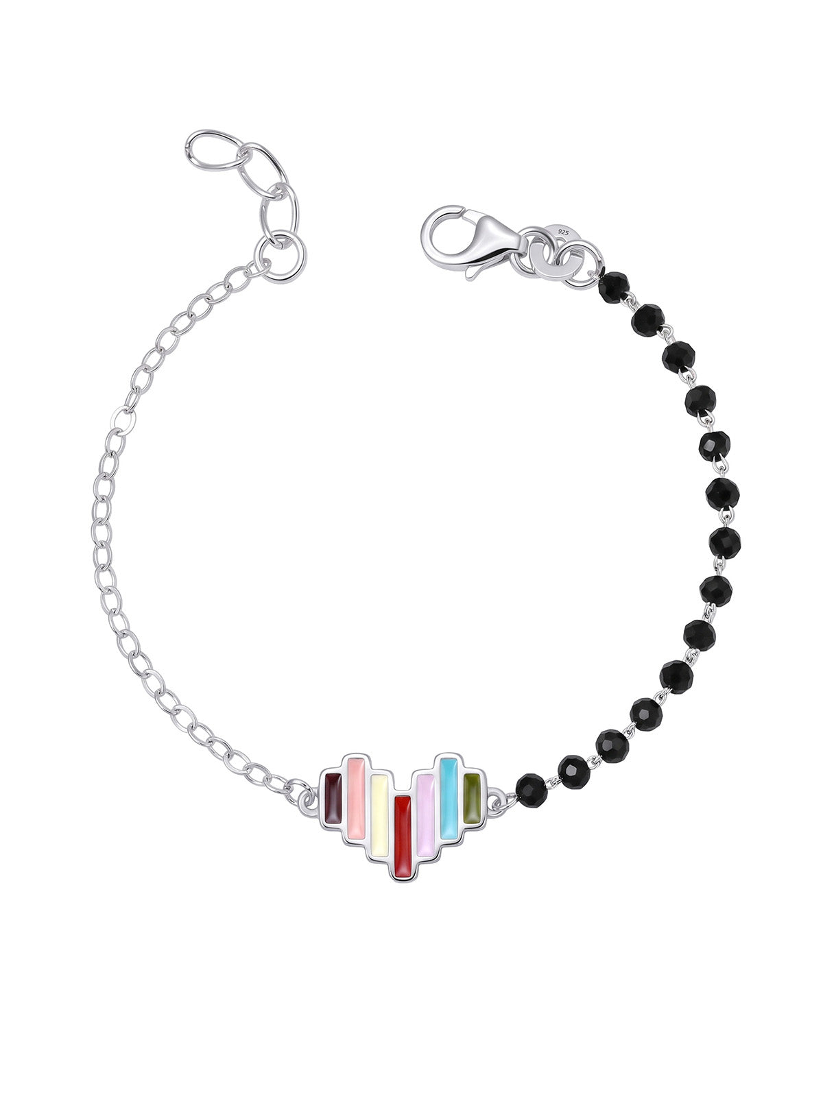 Black Beaded Heart Bracelet