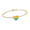 925 Sterling Silver Italian Gold Plated Rainbow Heart Bracelet for Women