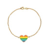 925 Sterling Silver Italian Gold Plated Rainbow Heart Bracelet for Women