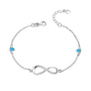 925 Sterling Silver CZ Infinity Blue Topaz Heart Charms Adjustable Bracelet for Women and Girls
