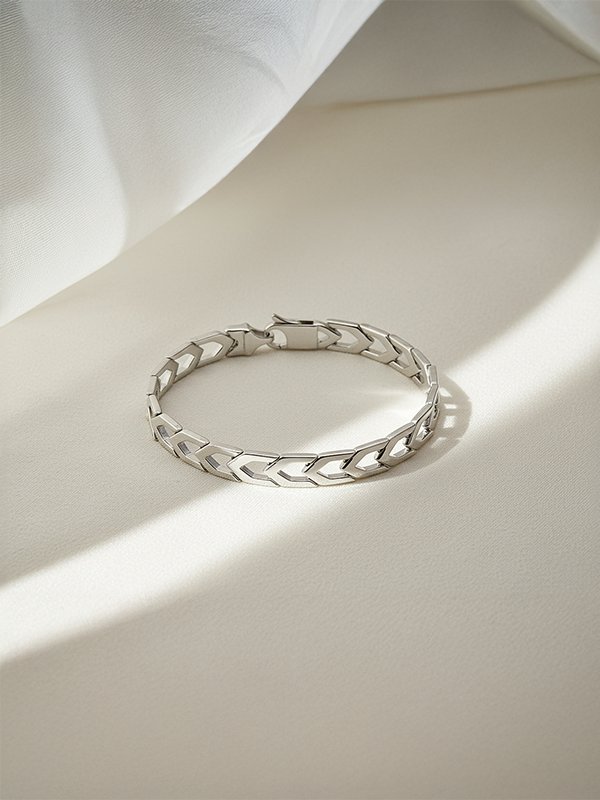 925 Sterling Silver Designer Chain Link Bracelet for Men 22 CM