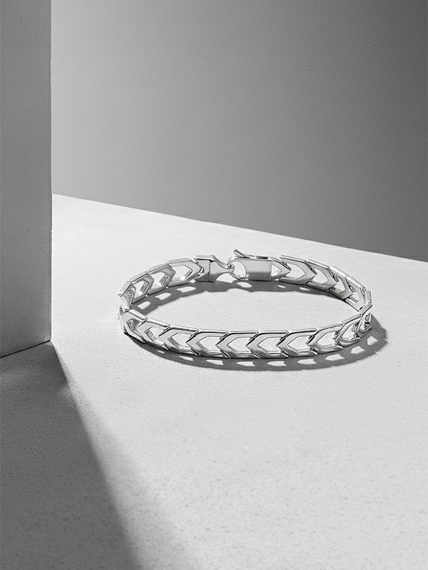 925 Sterling Silver Designer Chain Link Bracelet for Men 22 CM