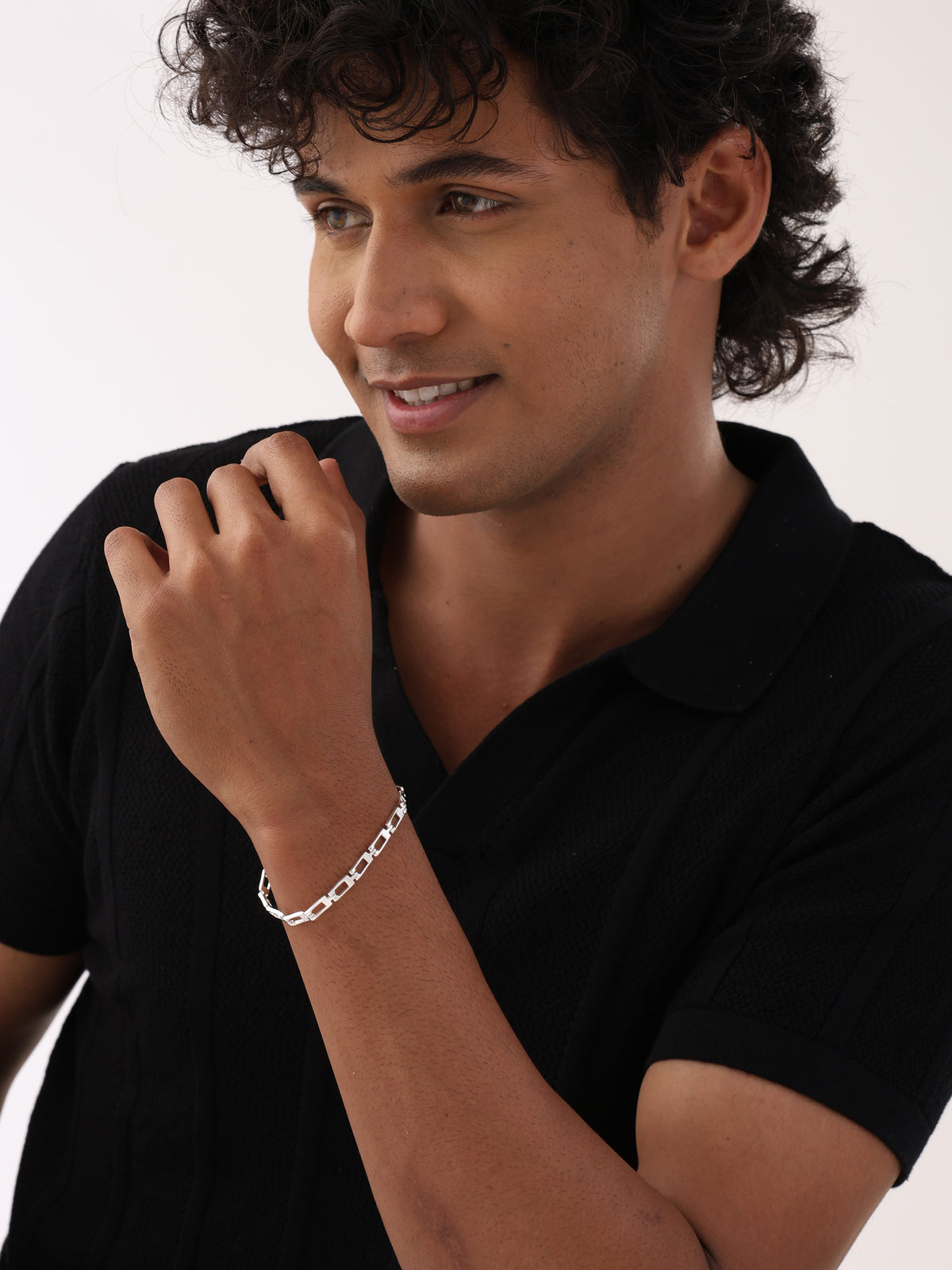 Geo Rectangle Link Men's Bracelet