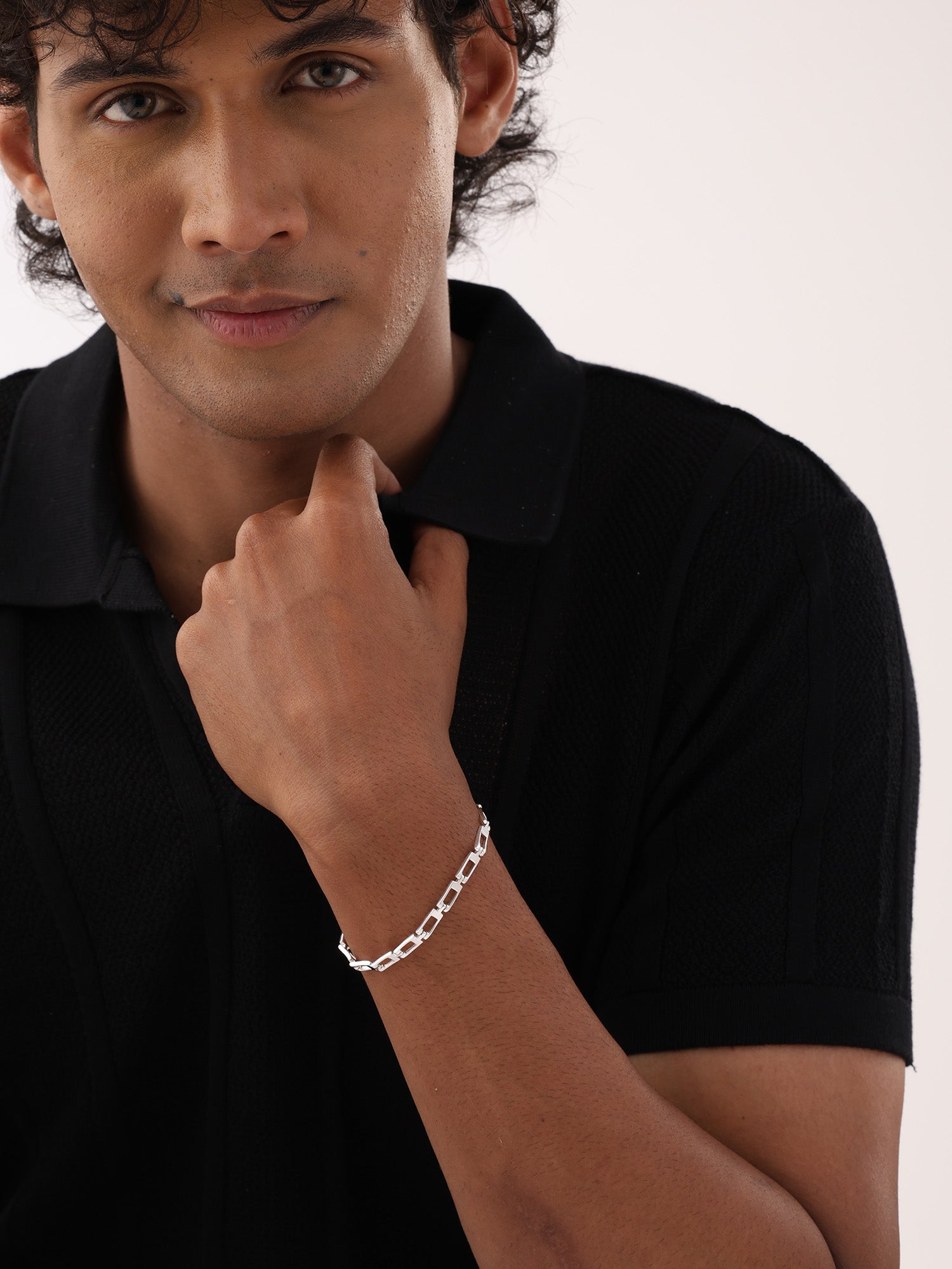Geo Rectangle Link Men's Bracelet