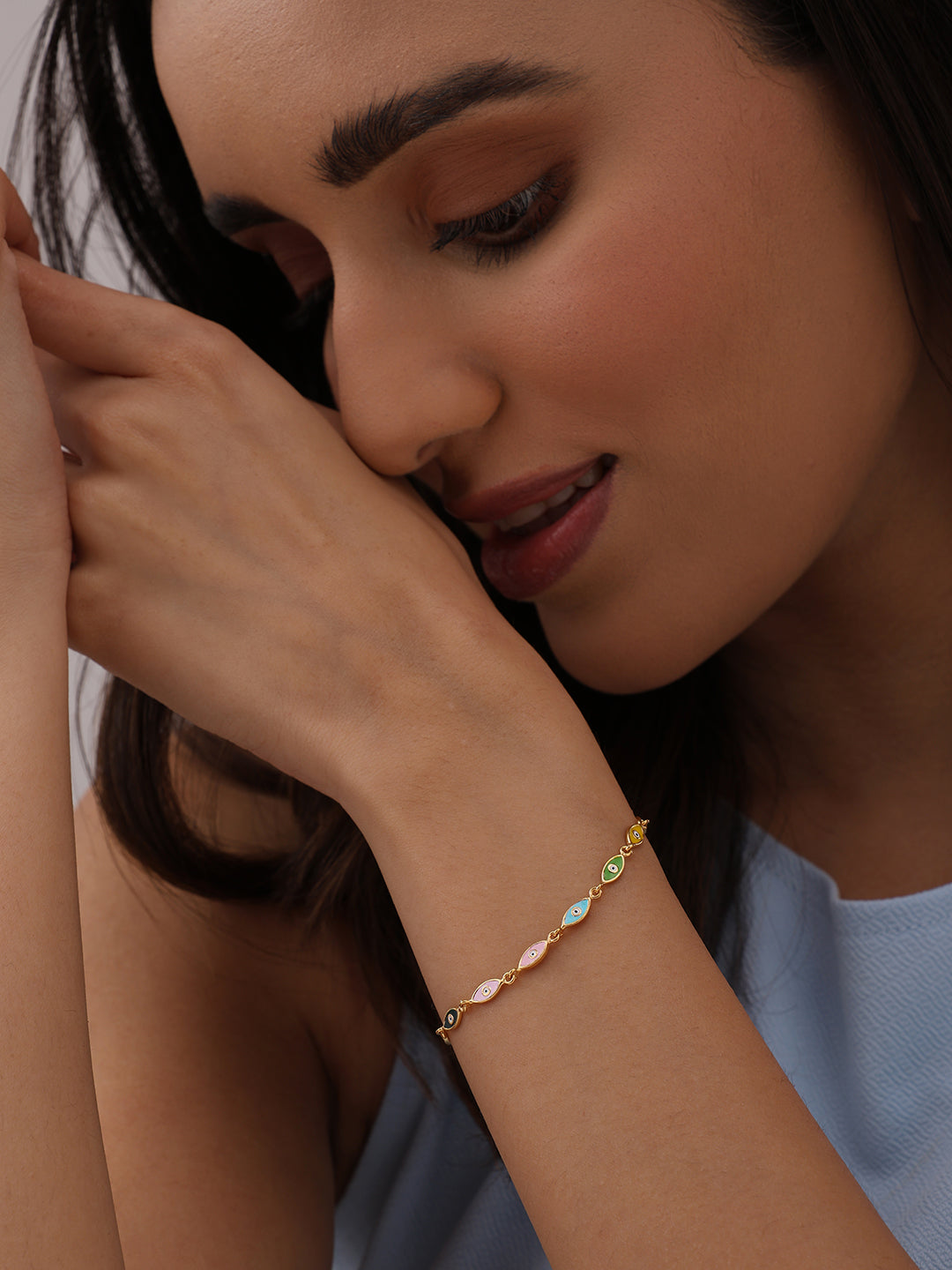 Golden Aegis Enamel Eye Bracelet