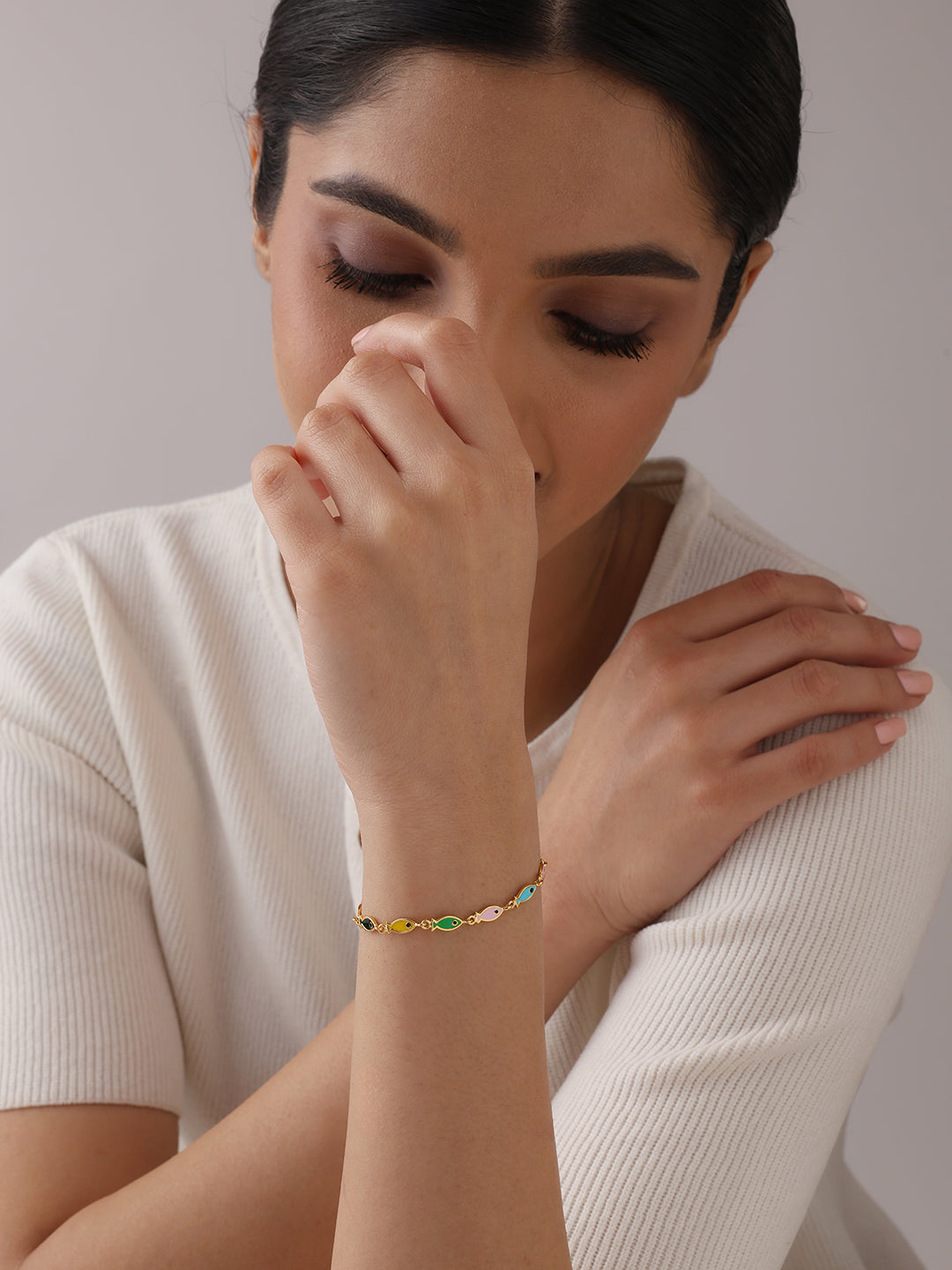 Golden Oceana Enamel Fish Bracelet