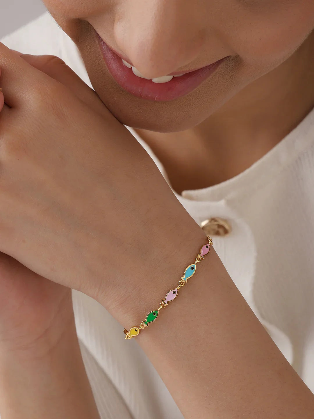 Golden Oceana Enamel Fish Bracelet