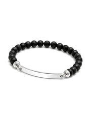 Black Bead Silver Bar Bracelet