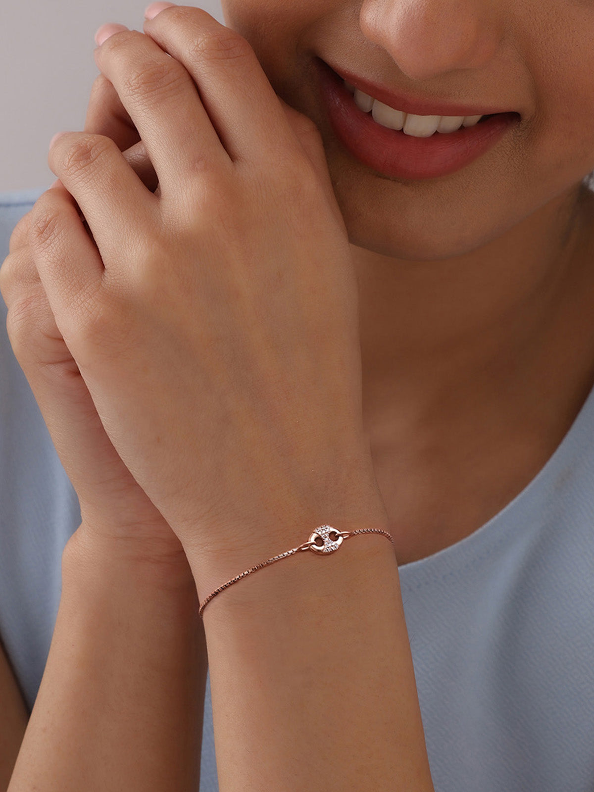 Rose Gold Crystal Slider Bracelet