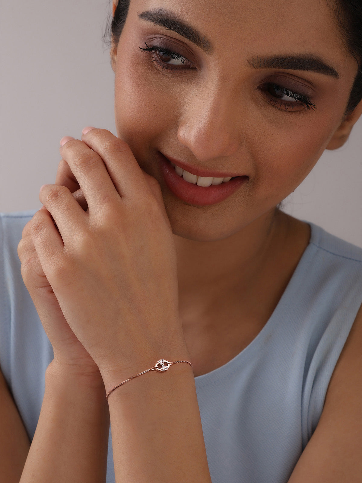 Rose Gold Crystal Slider Bracelet