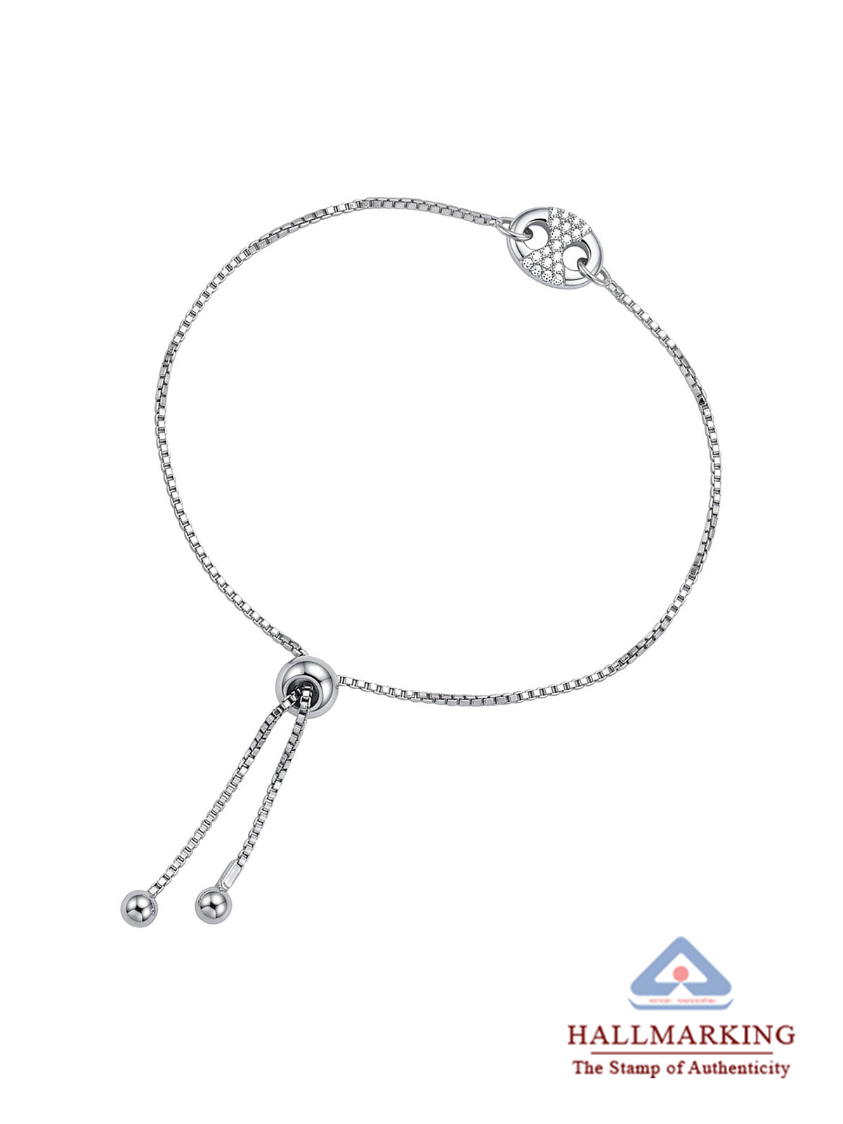 Rhodium Crystal Slider Bracelet