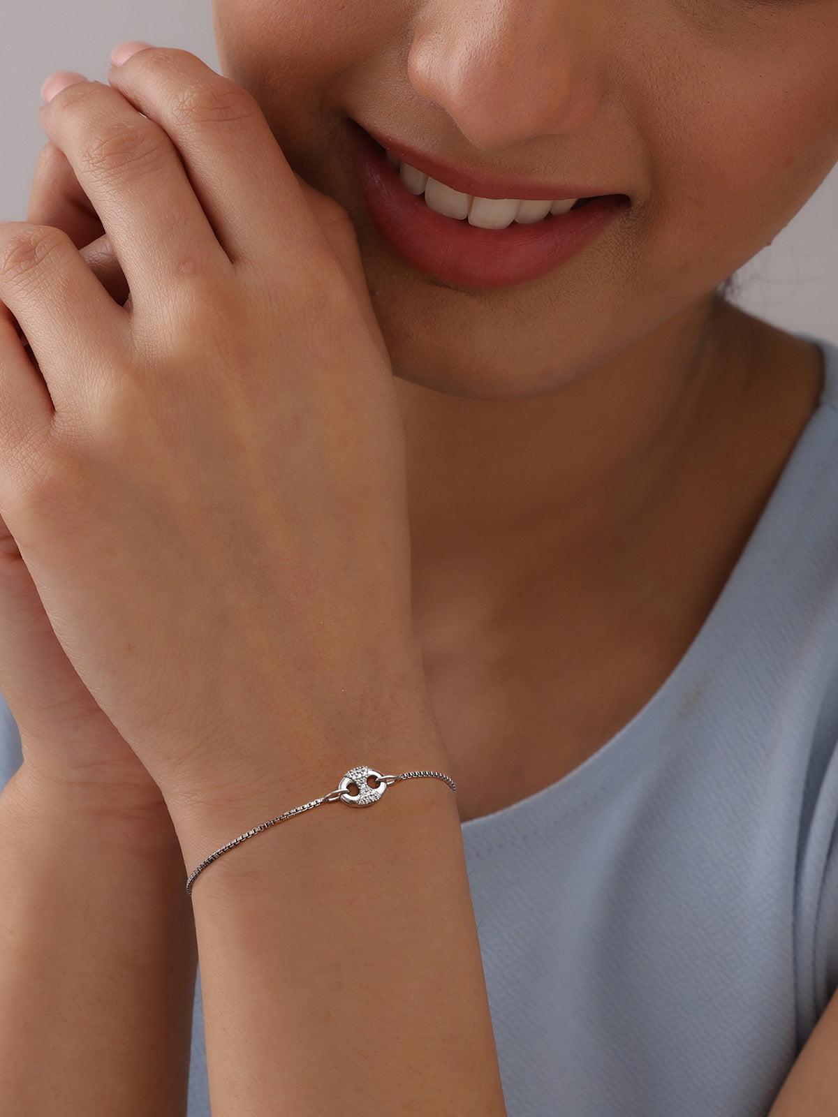 Rhodium Crystal Slider Bracelet