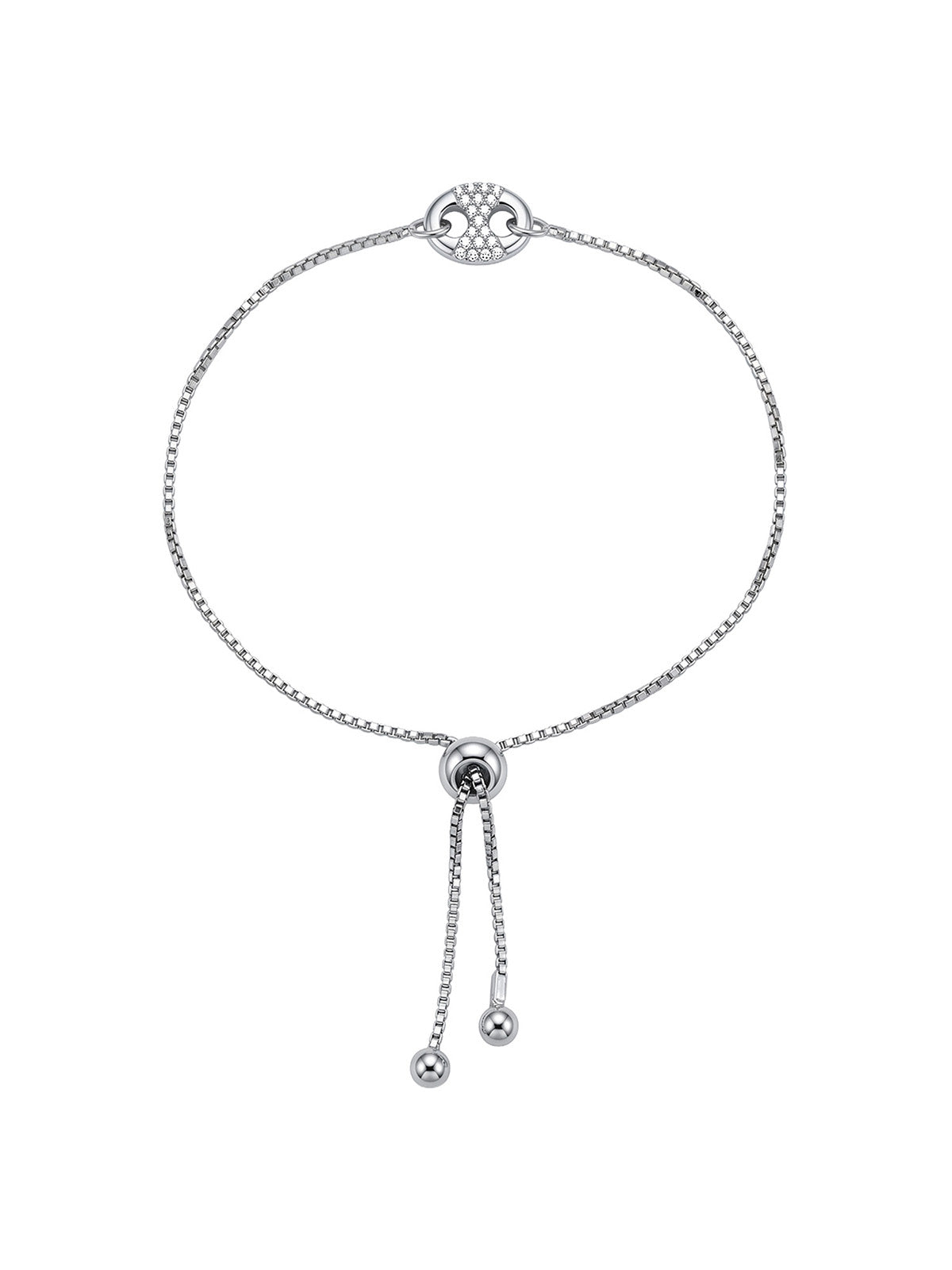 Rhodium Crystal Slider Bracelet