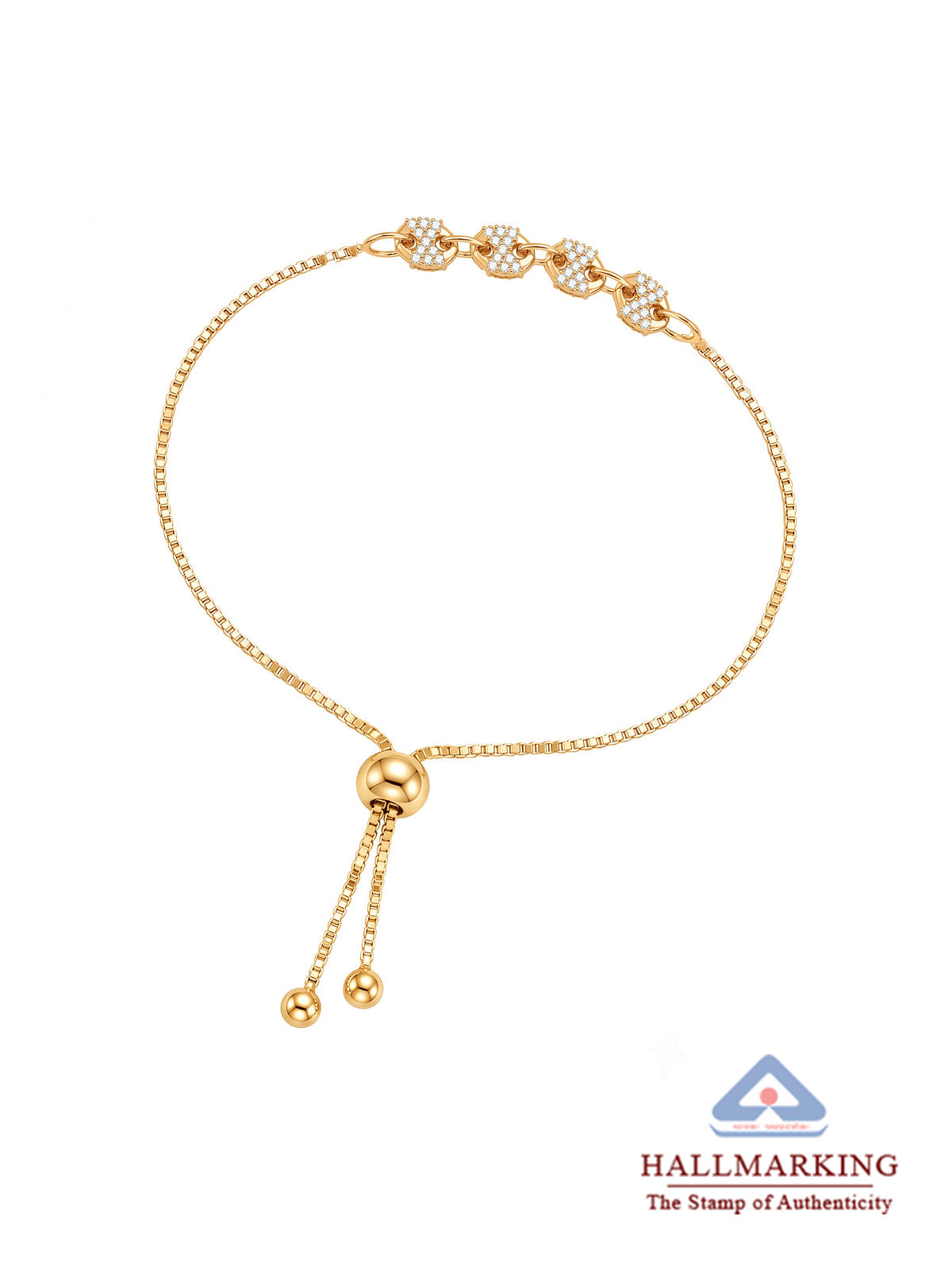 Flash Gold Crystal Chain Slider Bracelet