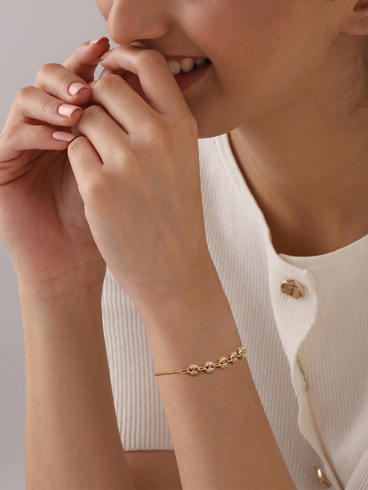 Flash Gold Crystal Chain Slider Bracelet