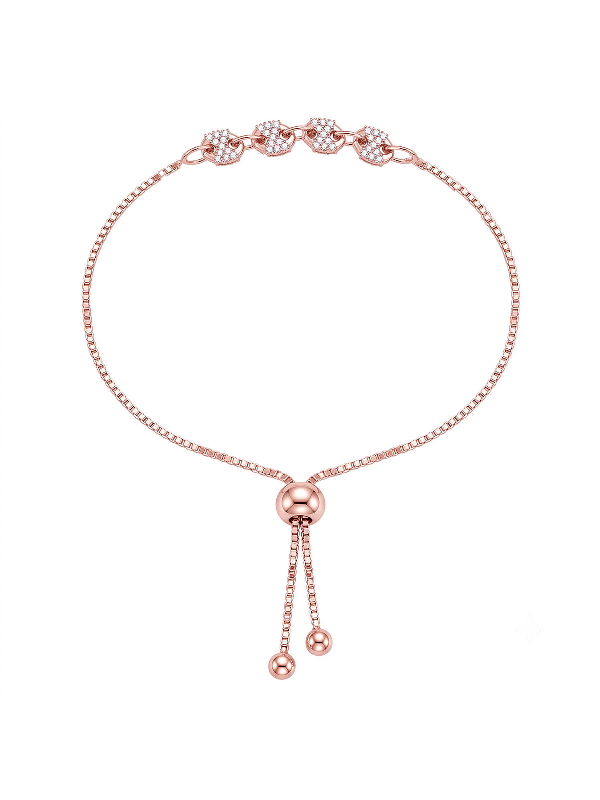 Rose Gold Crystal Chain Slider Bracelet