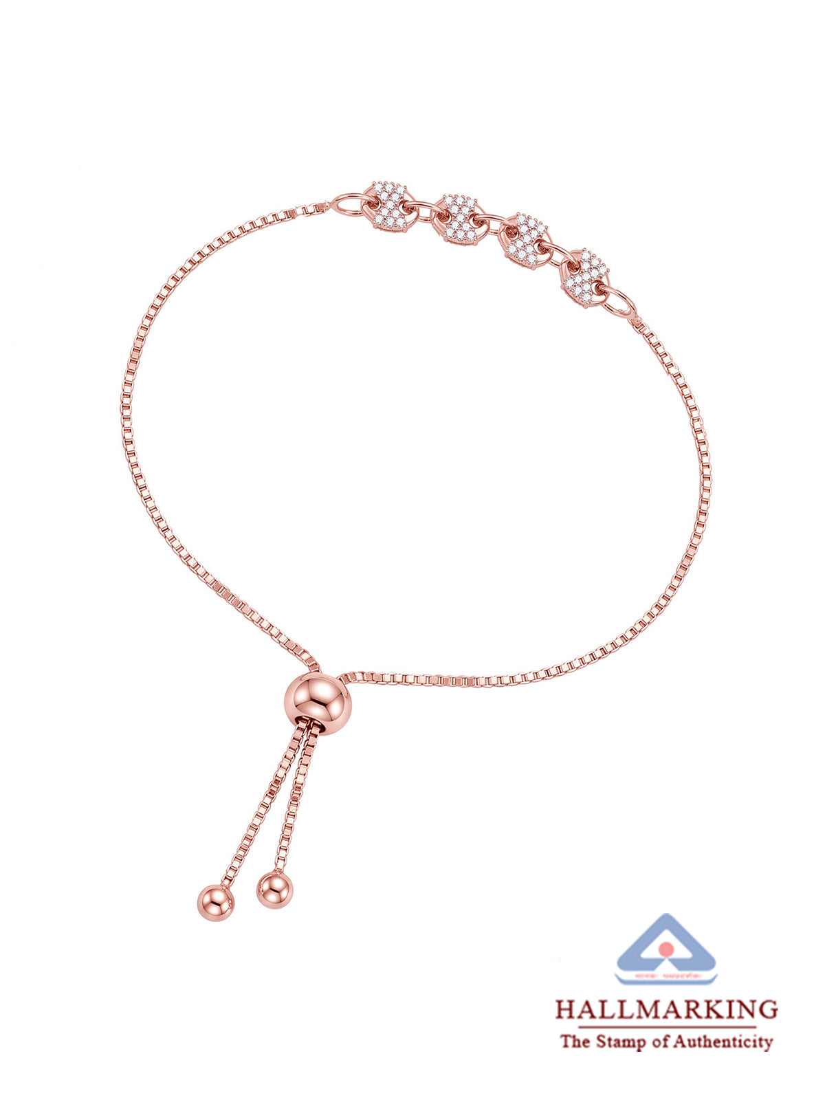Rose Gold Crystal Chain Slider Bracelet
