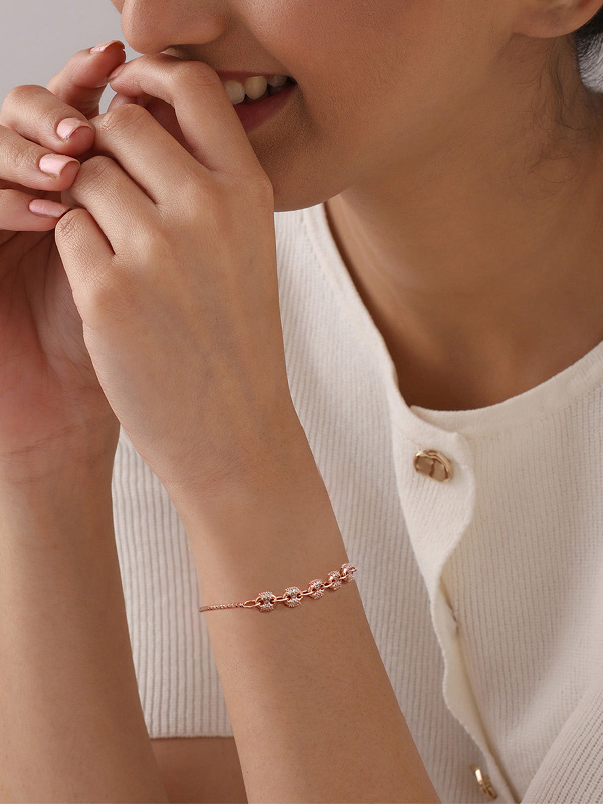 Rose Gold Crystal Chain Slider Bracelet