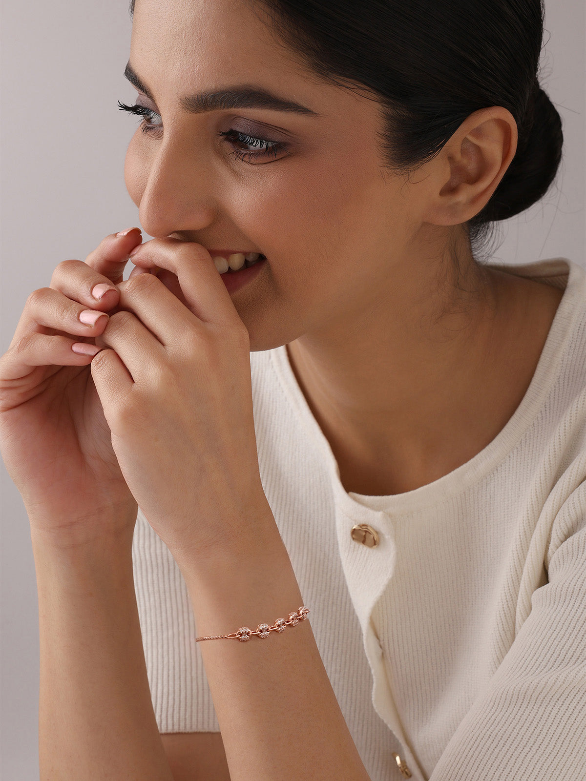 Rose Gold Crystal Chain Slider Bracelet