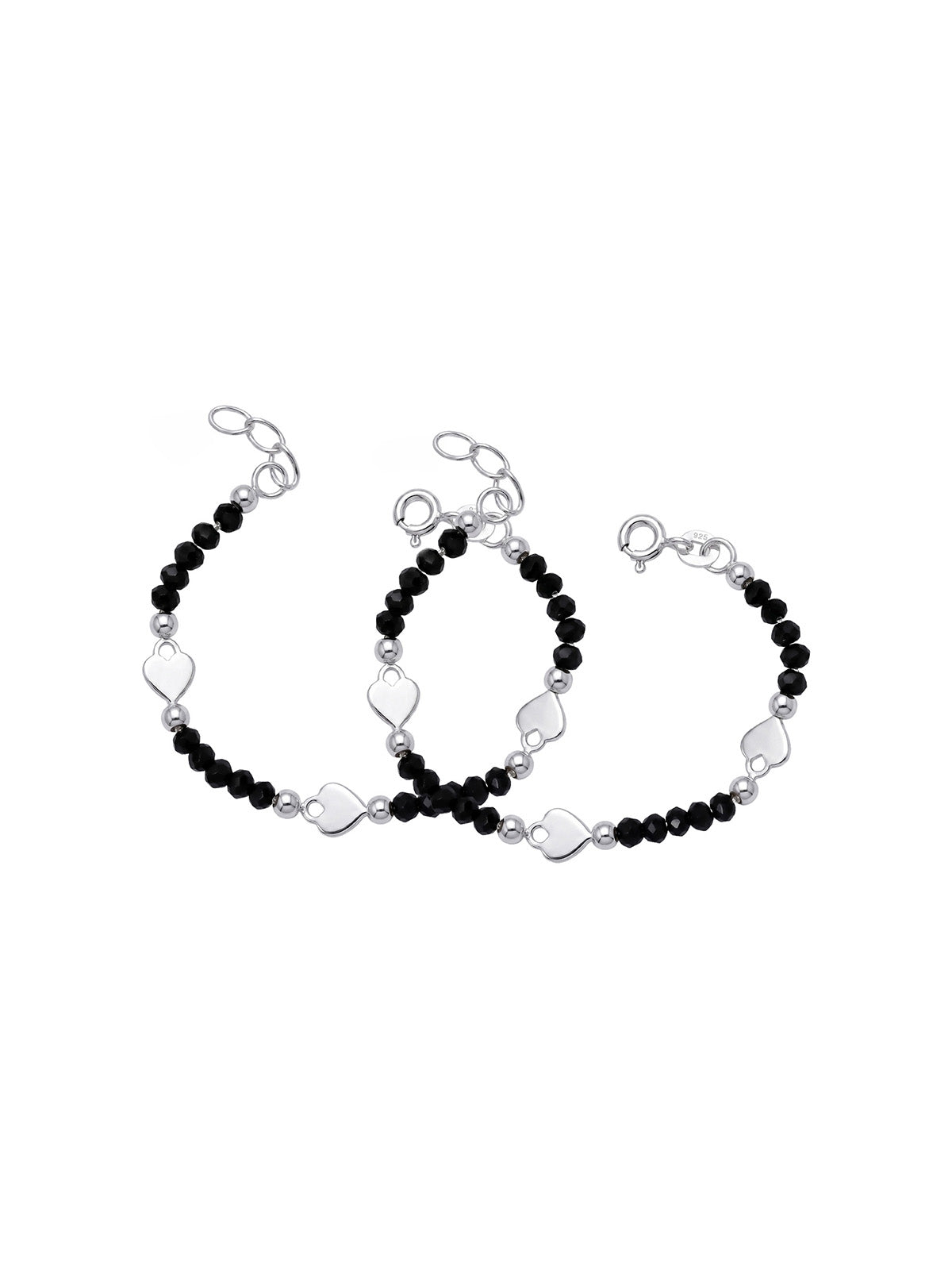 Protective Black Onyx Beads Heart Charm Nazariya Kids Bracelet 1PC